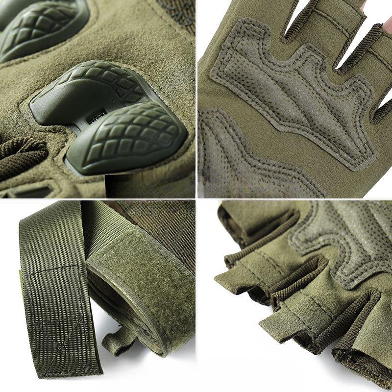 Men's Anti Slip Shock Absorption Half Finger Hard Shell Protection Training Mountaineering Military Fan Anti Cutting Tactical Gloves