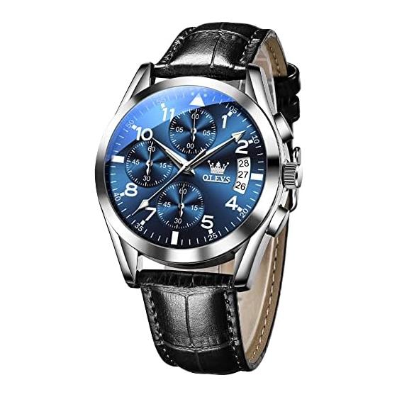 OLEVS Watch Men s Simple Stylish Waterproof Analog Black Leather Strap Hand Watch Men s Popular Business Arabic Numerals Men s Watch Easy to Read