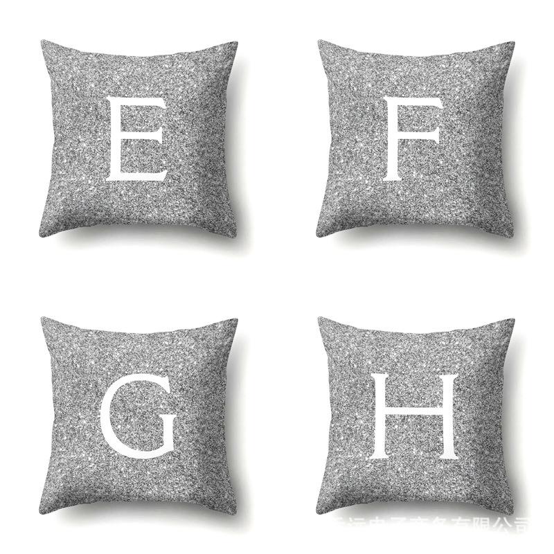 Polyester Pillowcase Home Decoration Gray Bottom Pillowcase 26 English Letter Cushion Cover