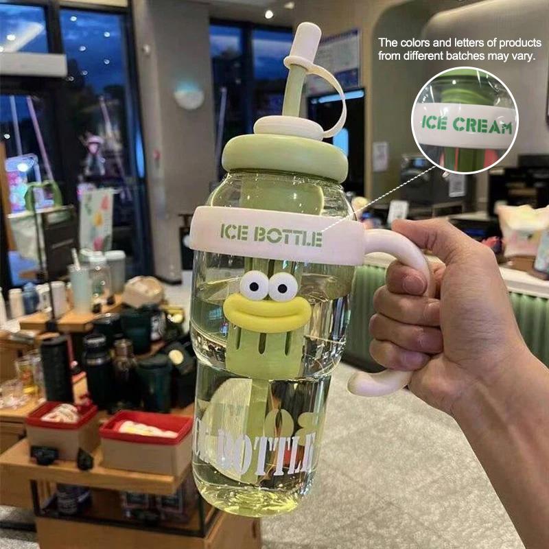 

1 Pc Stylish Large-Capacity Sports Water Bottle with Straw, Portable & Heat-Resistant Plastic Cup for Women 1300ml зелений