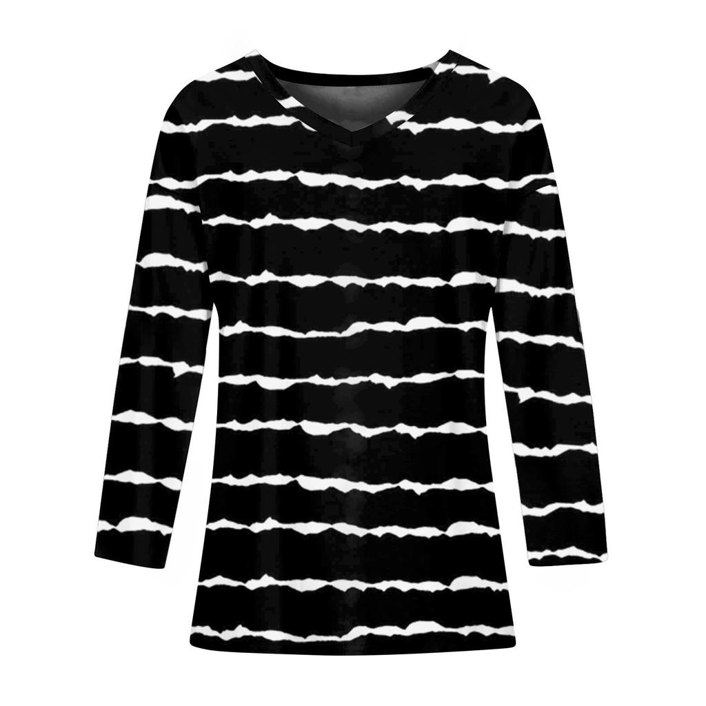 Women's Round Neck Loose And Comfortable Printed Long Sleeved T-shirt Casual