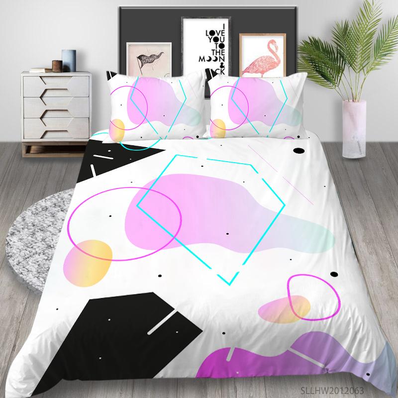 3D Graphic Bedding Colorful Pattern Duvet Cover and Pillowcase 2 or 3 Pieces of Microfiber Fabric with Zipper Washable Super Soft Home Decoration