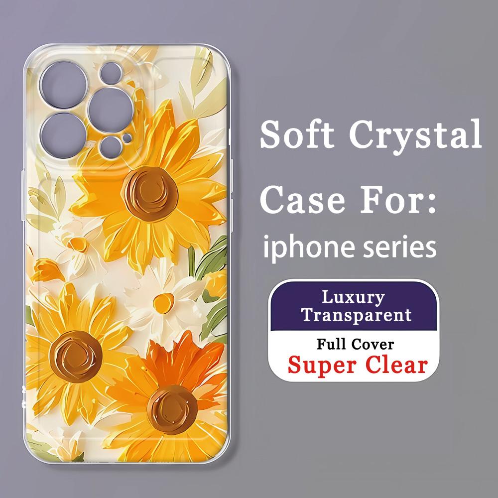 Colorful flowers For iPhone 16 15 14 13 12 11 Pro Max XS XR 16 14 Plus Phone Case Bumber Cover 16E