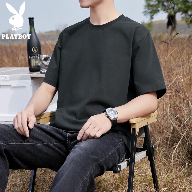 

PLAYBOY Men s Lightweight Loose Fit Round Neck Short Sleeve T-Shirt XL