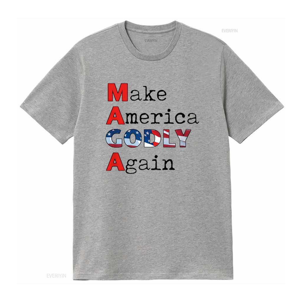 MAGA Make America GODLY Again Womens T Shirt White X Large Vintage Washed Top For Everyday Wear Streetwear Graphic Homme