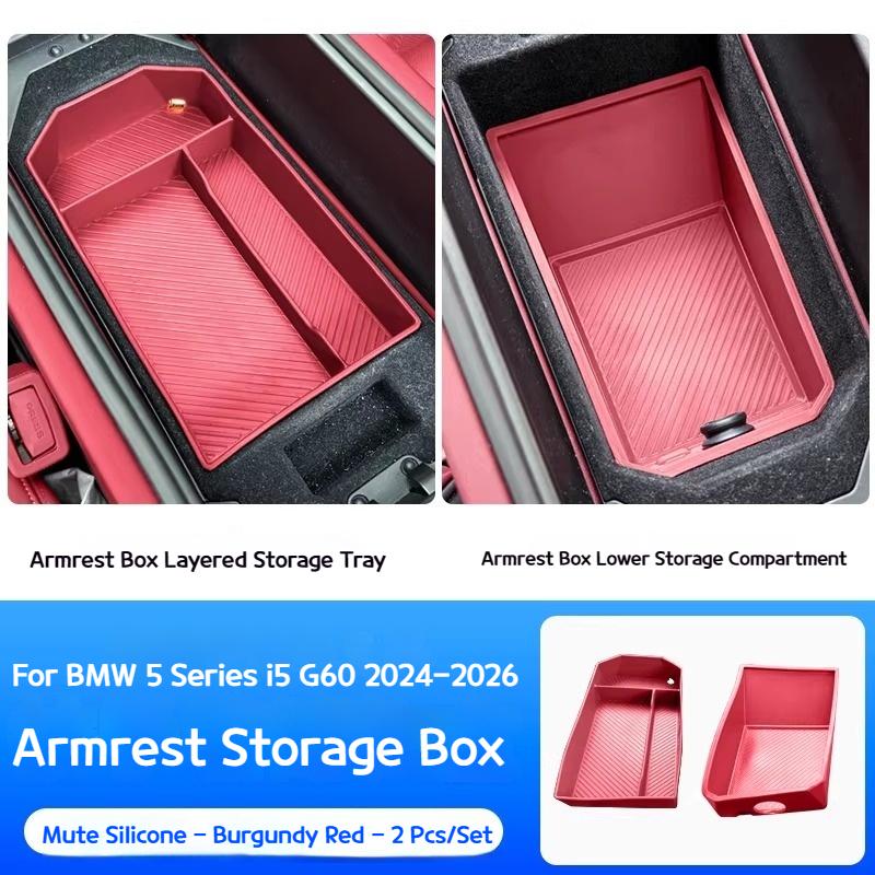 

For BMW X3X5X6X7 3 5SeriesG45 G05 G06 G07G20 G60 Central control console glove compartment double-layer storage box withsilicone