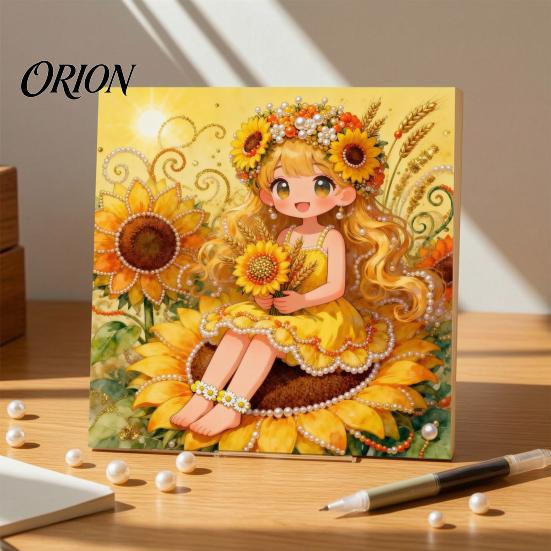 Decorative Tabletop Craft Ornaments Luxury Faux Pearl Rhinestone Painting Kit, 25x25cm DIY Resin Art with Animal Stress Relief Hobbies Floral