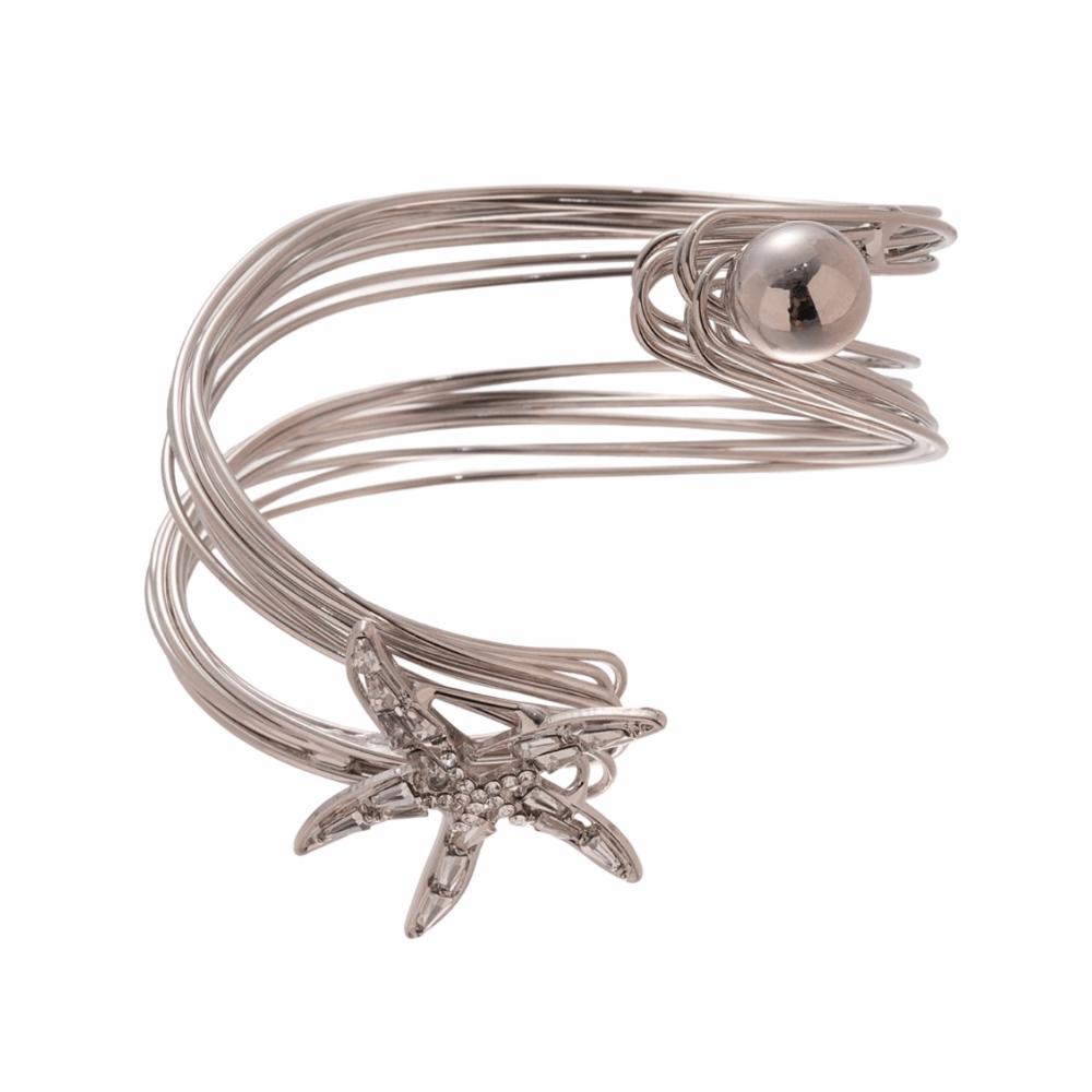 Irregular Starfish Cuff Bracelets Jewelry Crystal Starfish Bangles Star Armband Arm Chain  Women