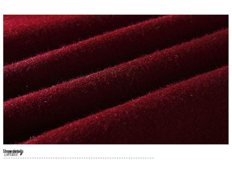 Stylish Fleece-Lined Winter Sweater for Middle-Aged and Elderly Women - Half-High Collar Base Layer