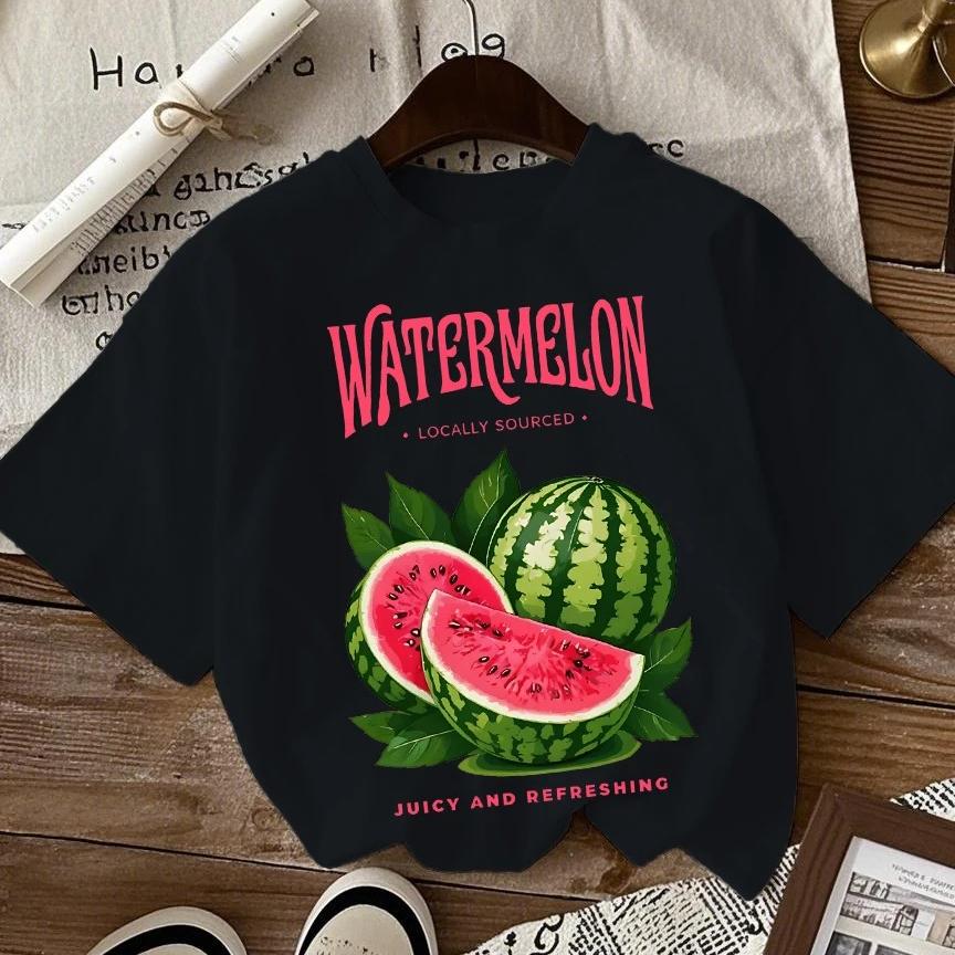 

Watermelon Local Source Juicy Refreshing Printed Womens Round Neck Street Fashion Casual Hip Hop Graphic Aesthetic Clothes 4XL