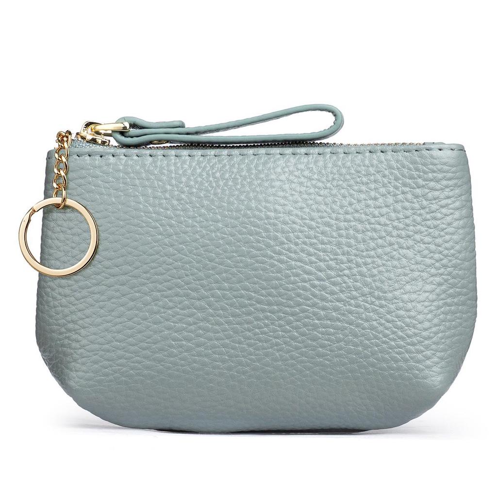 Women's Genuine Leather Coin & Key Purse - Cowhide Zipper Wallet