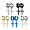 1Pair Punk Stainless Steel Cross Pendant Hoop Earrings for Men Women Not Fade Ear Rings Hip Hop Male Jewelry