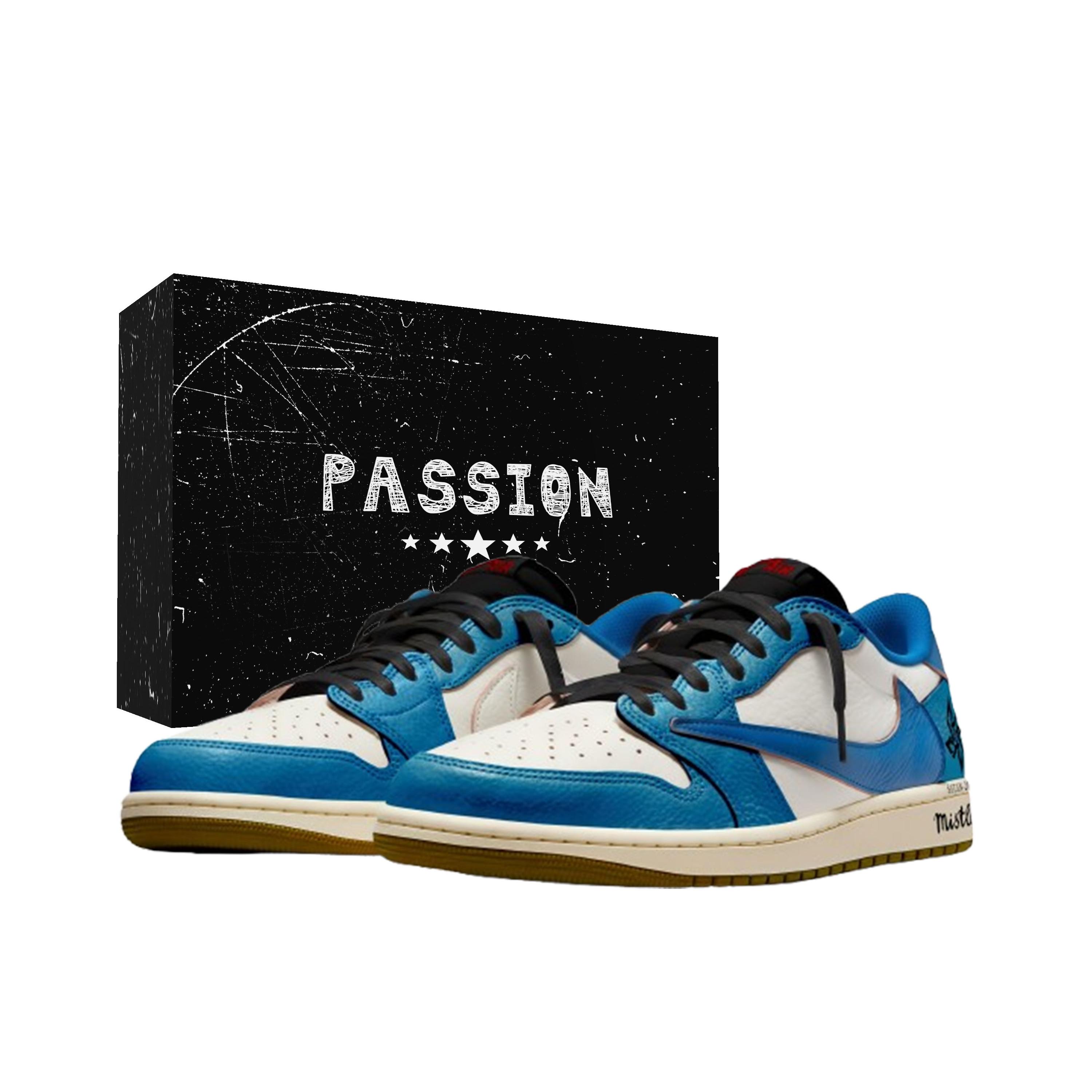 

Travis Scott x Jordan Air Jordan 1 2026 Satan Blue Low top Vintage Basketball Shoes Unisex White Blue DZ4137-700(Team1868- 2026 ) 35.5