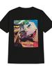 Retro Anime TShirt For Unisex Black Short Sleeve Casual Shirt With Japanese Unisexga Characters Soft