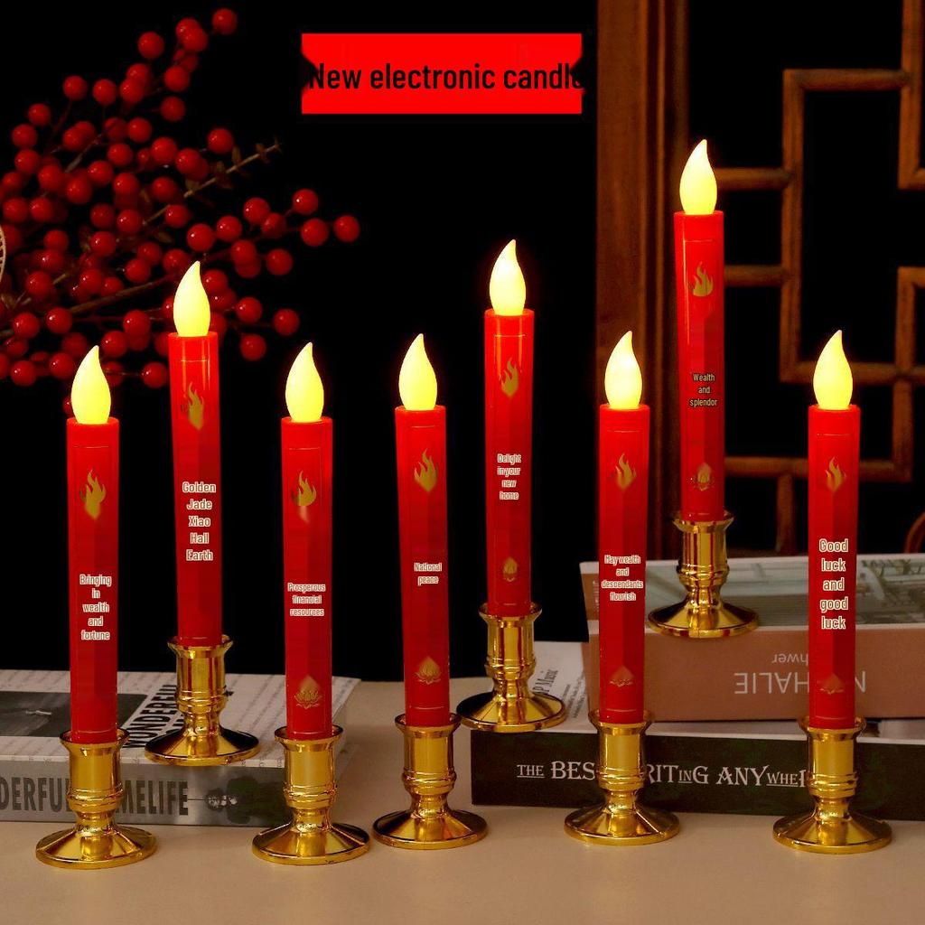 Electronic Candles for Incense Offering: God of Wealth Lamp for Buddha Altar, Housewarming, & New Home Candlestick