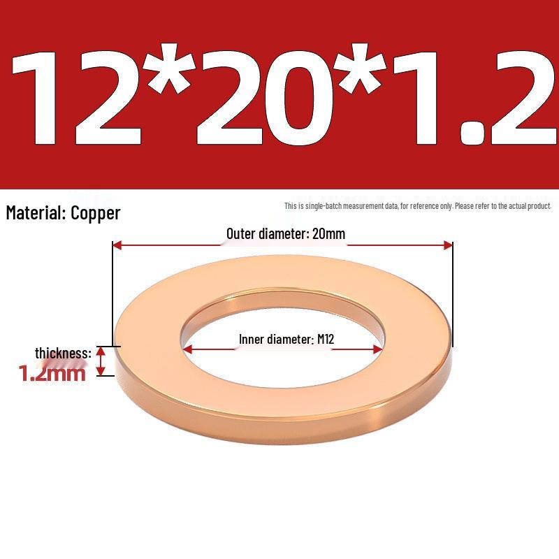 Pure Red Copper Gasket Sealing Ring for Marine Instruments, Metal Flat Washer M3-M60mm