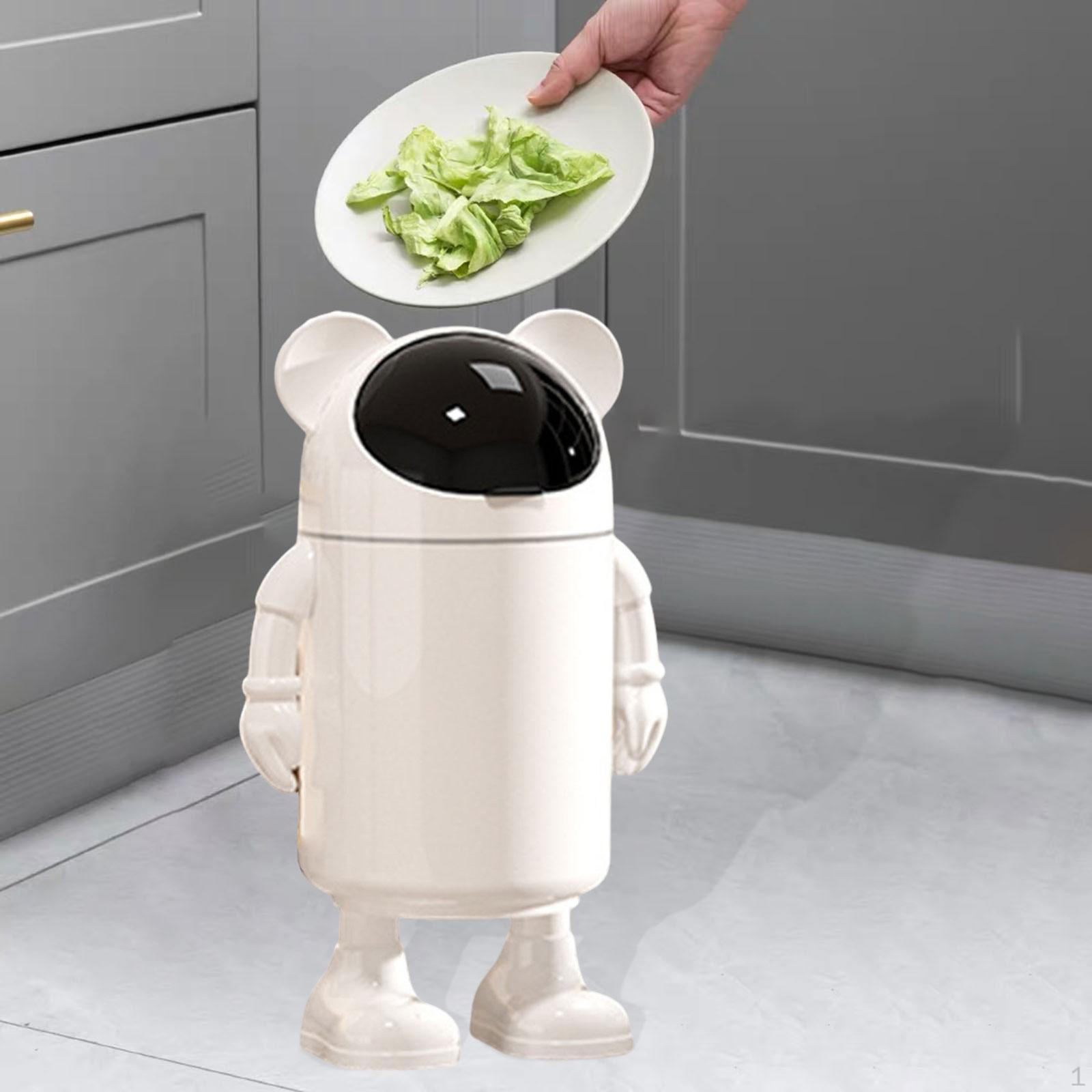 

Bathroom Trash Can Rubbis Container Cartoon Bear Paper Basket Storage Bucket for Hotel white black lid