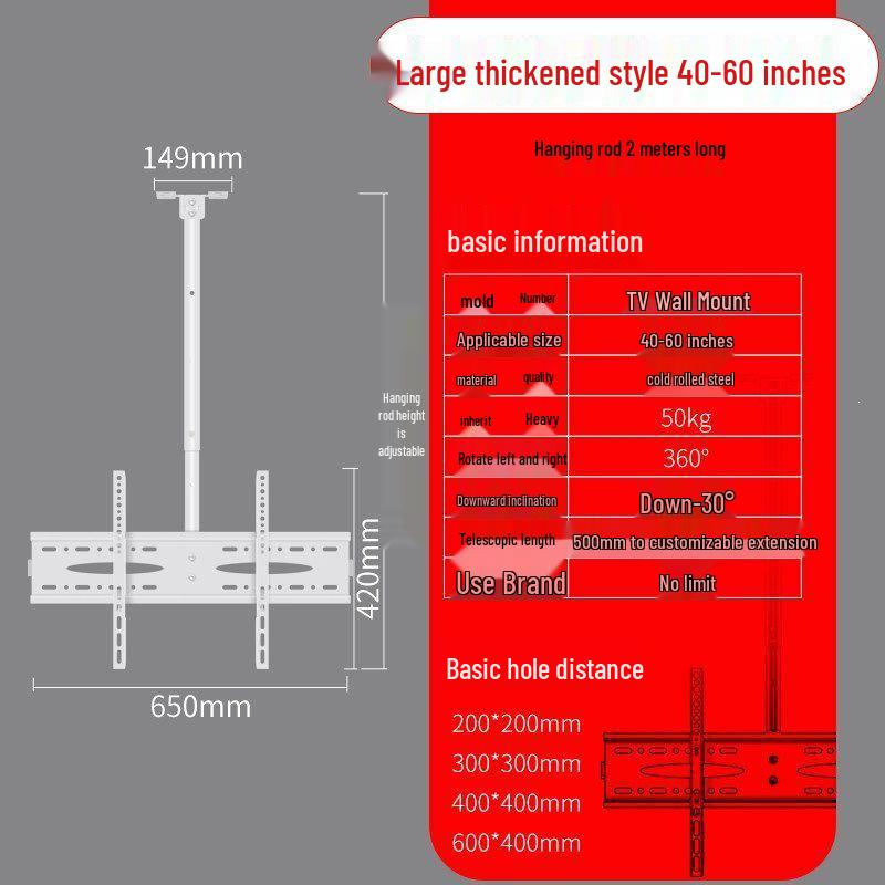 Universelle teleskopische Deckenhalterung für TV & Monitor mit Drehung