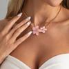 Collana Ciondolo Fiore Dolce Rosa Blu Bianco Ingemark per Donna Raffinata Petalo di Fiore a Goccia d'Olio Catena Clavicola Gioielli Estetici