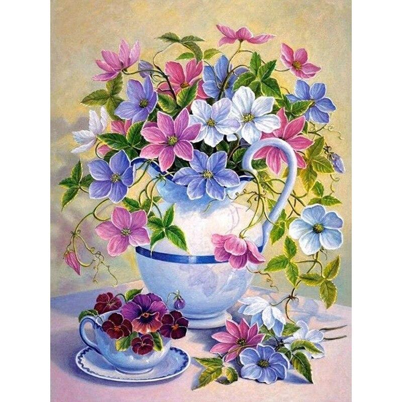 

5D DIY Алмазная картина Свежий цветок Алмазная вышивка Цветочная сцена Вышивка крестом Полный круглый дрель Домашний декор Ручной подарок Full Round 30x40CM