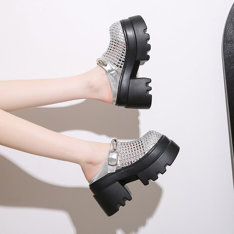 

Летние шлепанцы на толстой подошве, женские сандалии на массивной подошве, новая мода 2025, женская обувь на танкетке 10 см, на высокой платформе, женские пляжные шлепанцы 39 серый