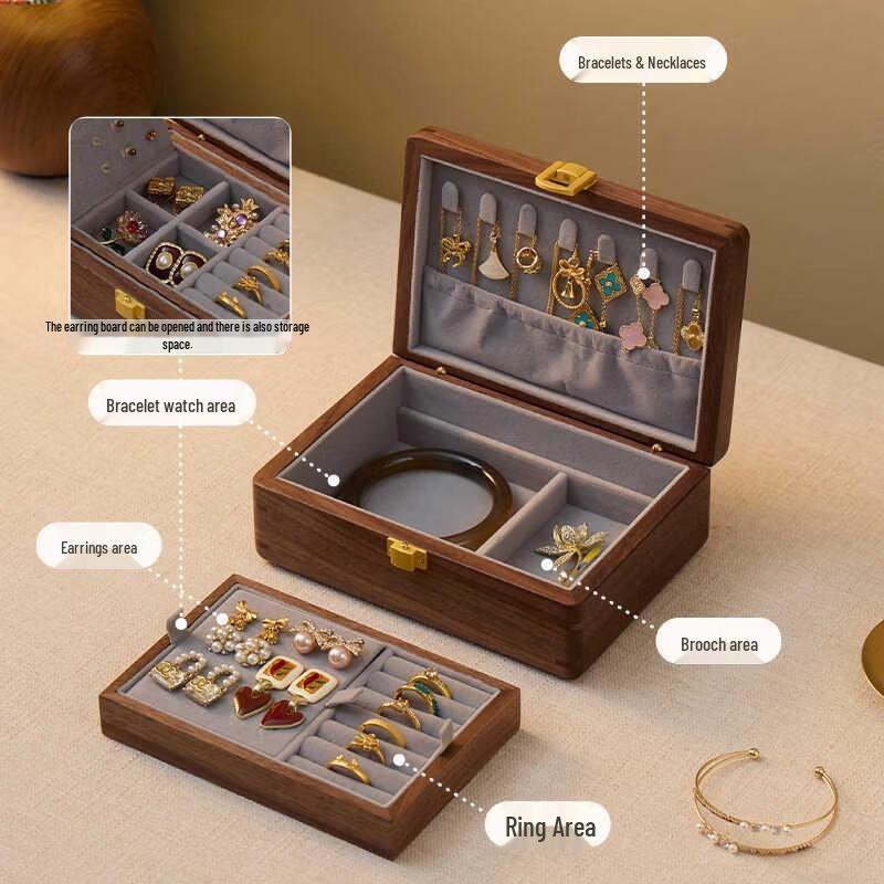 HANDUNYOU Solid Wood Jewelry Box