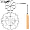 3pcs Bunuelos Mold with Handle Aluminum Achappam Mold Rosette Maker Kit Cookie Cake Tool Cast Waffle Rosette Iron Set Cooking Stamp Maker Kit