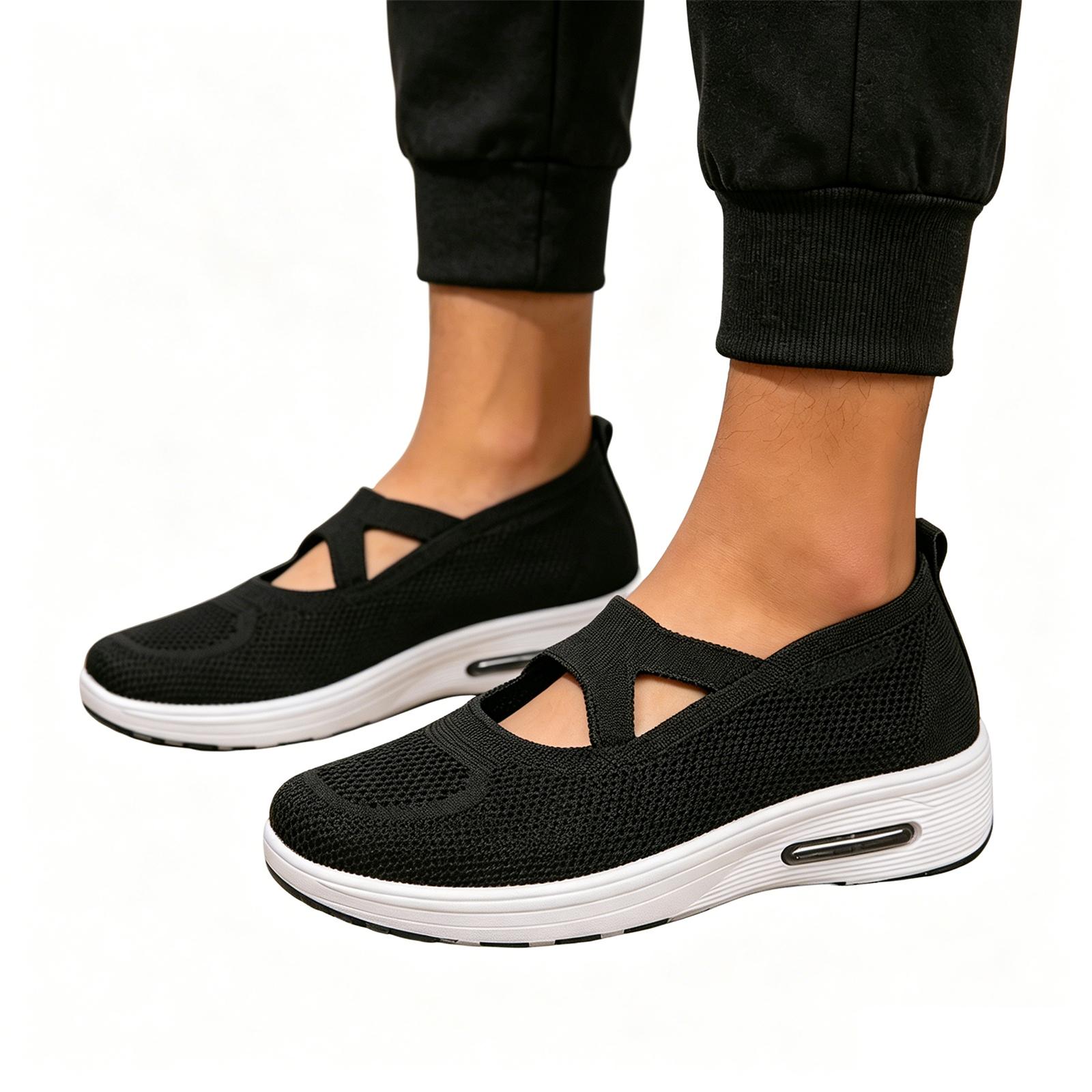 Women s Slip On Athletic Shoes Lightweight Knit Upper Casual Walking Sneakers with Air Cushion Sole Breathable Design 36