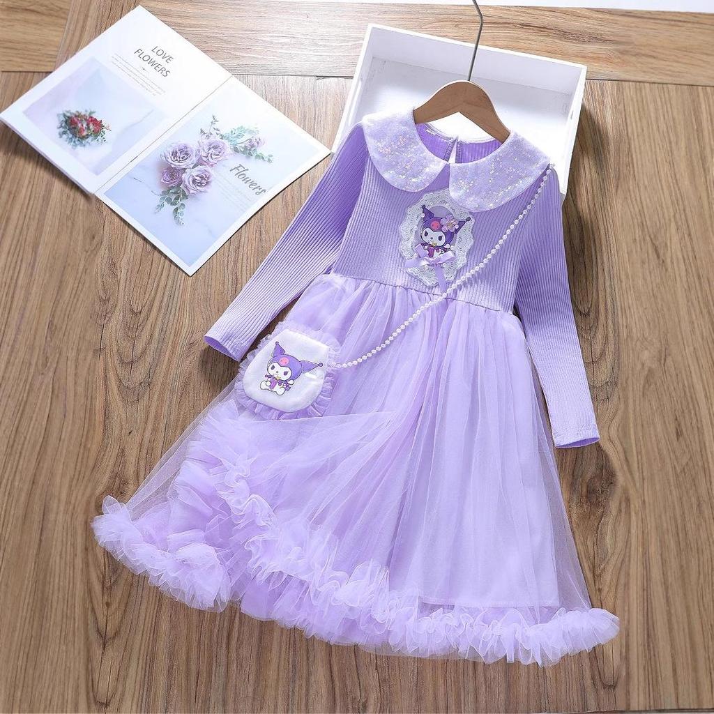 2024 Girls' Princess Lace Dress for Spring and Autumn