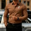 Men's Shirt Collar Long Sleeved Shirt Rose Print Design Simple Slim Fit Single Breasted Men's Top