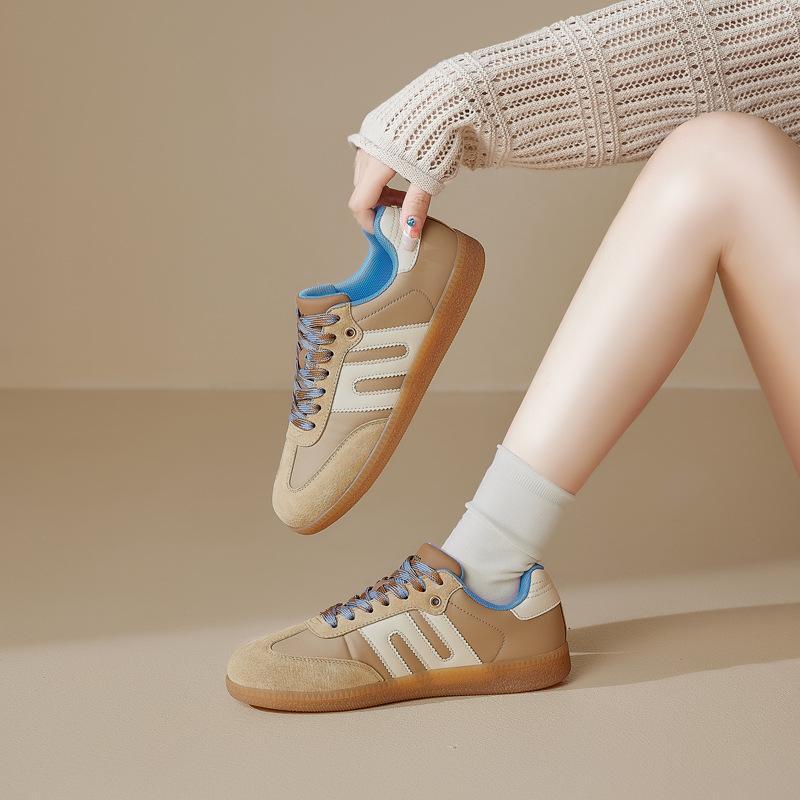 Augustine Brown German Training Shoes Women's 2025 New Autumn and Winter Platform Retro Maillard Board Shoes Flat White Shoes