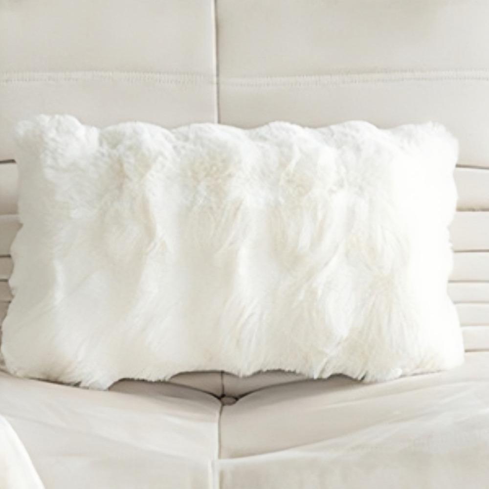 

Плюшевая наволочка из пузырчатого бархата, имитация кроличьего меха, наволочка для диванной подушки, домашний декор White-30x50cm
