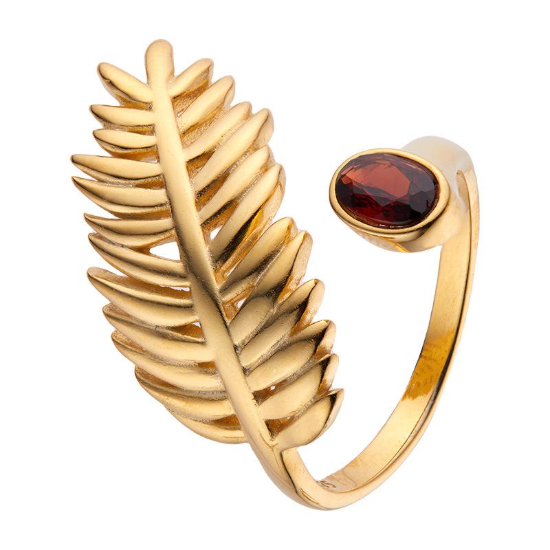 Personalized Feather Design S925 Sterling Silver Inlaid With Natural Diopside Garnet Colored Treasure Stud Earrings Fashionable Versatile Earrings