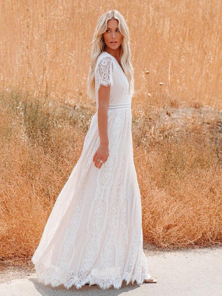 Fall/Autumn Lightweight Chiffon Wedding Dress Long Gown