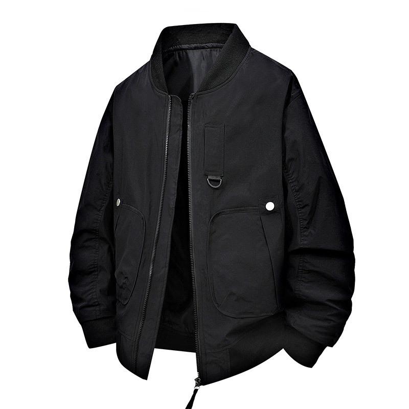 

Куртка большого размера мужская летный костюм бейсбольный костюм американский ретро воротник-стойка свободный крой L чёрный