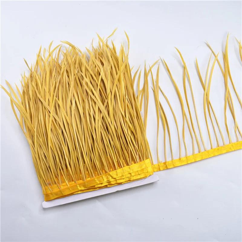 

1 метр Обрезка гусиными перьями Кисточка Бахрома Лента Тесьма 6-8 Перо фазана для поделок Костюм Швейная отделка Карнавал золотистый