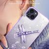 KADEM For iPhone 14 Case Dragonfly Kickstand TPU Flowers Glitter Phone Cover