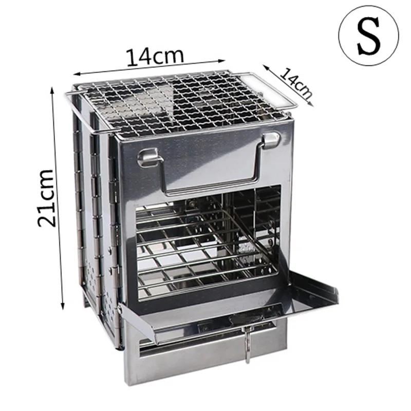 

Портативная мини-печь на древесном угле из нержавеющей стали, складная дровяная печь, защита окружающей среды, кемпинговое оборудование на открытом воздухе