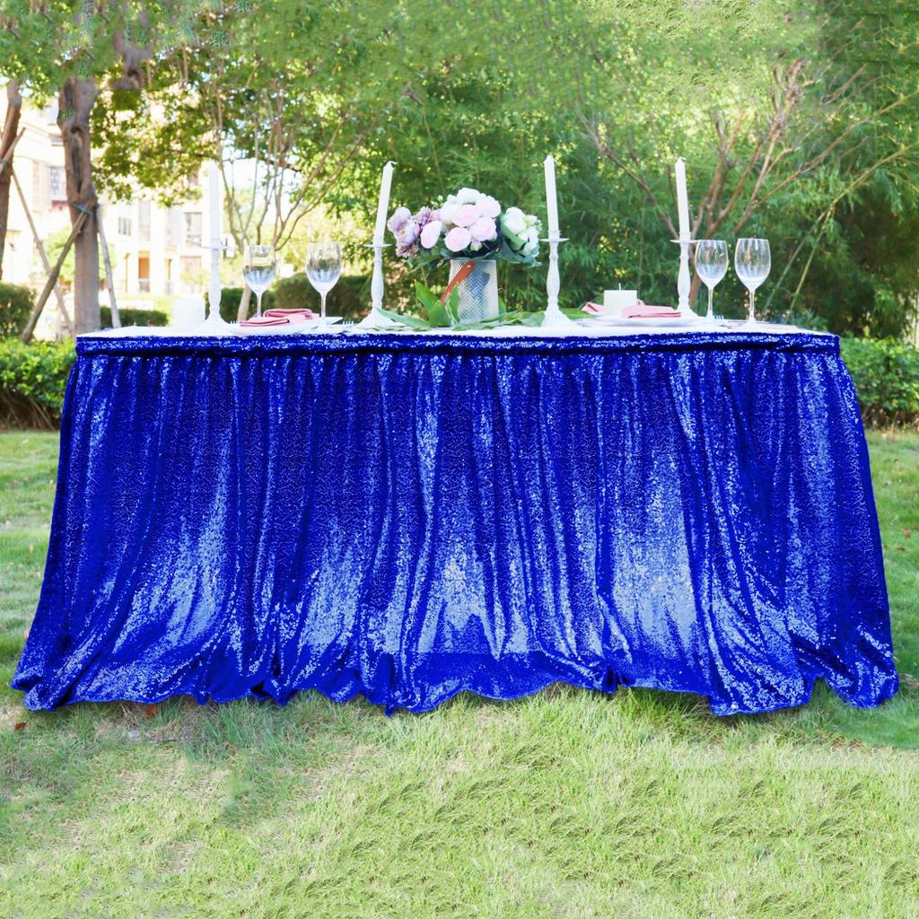 Table Cloth Polyester Rectangle Table Skirt Sparkle Party Wedding Christams Banquet Baby Shower Birthday Cake Table Decoration