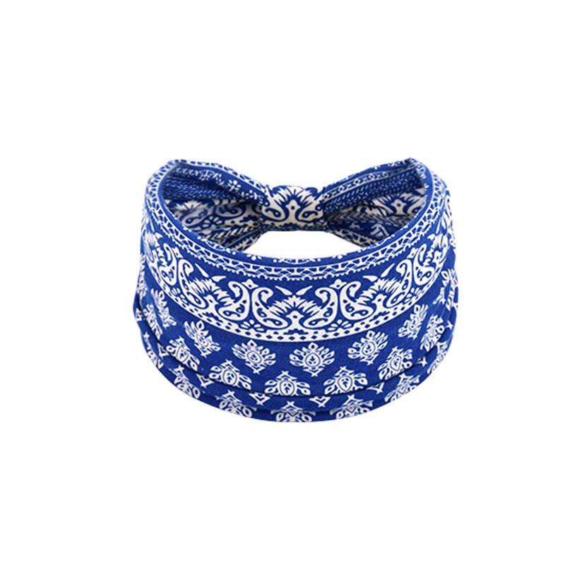 Women's Paisley Sport Yoga Headband - Sweat-Absorbing, Elastic Cotton, Bohemian Style