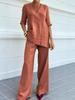 2026 European Cotton Linen Women's Casual Solid Color Two-Piece Set