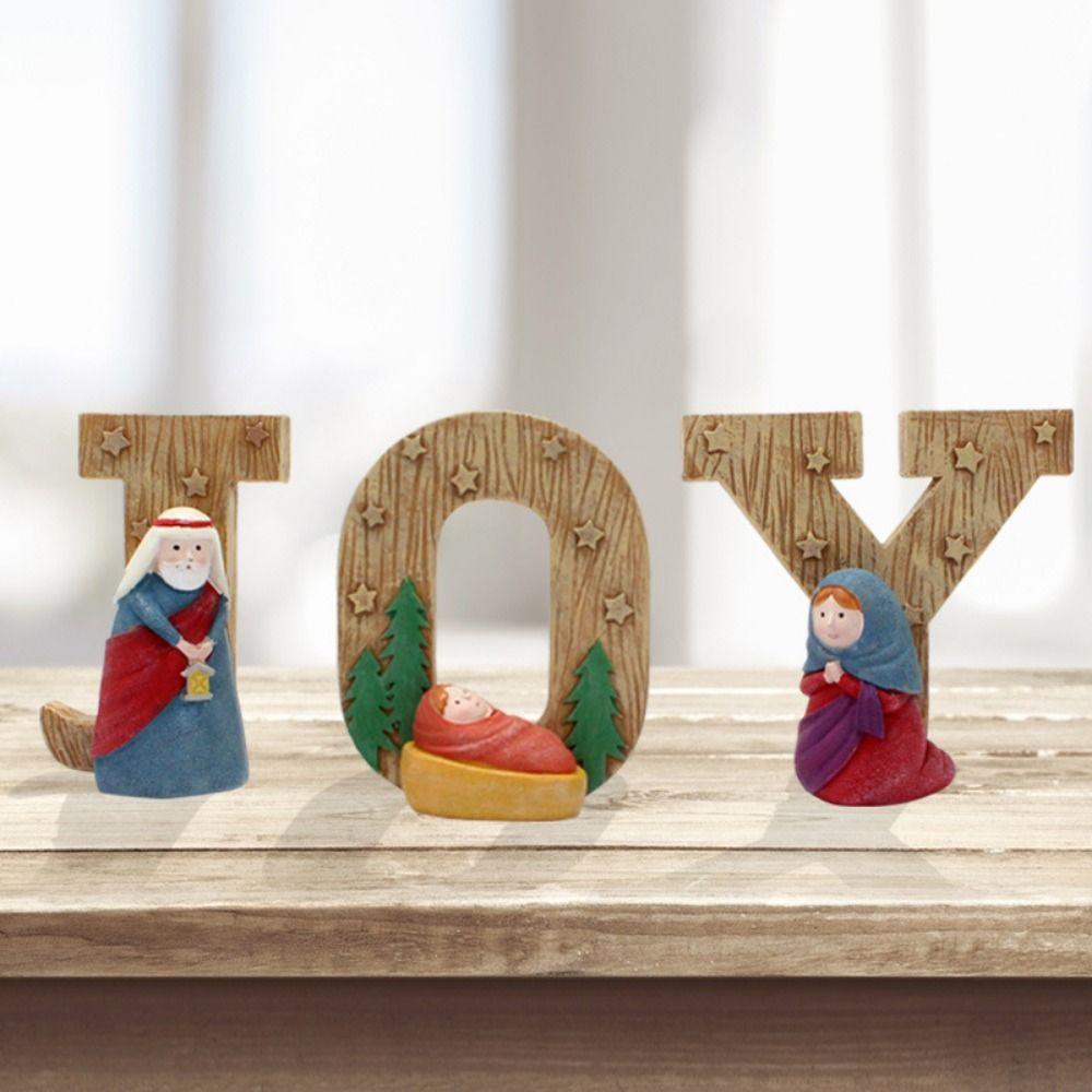 4Pcs/set Durable Christmas Manger Ornaments Unique Nativity Figure  Living Room