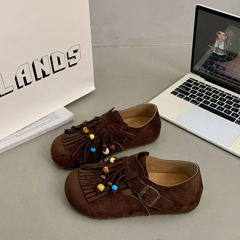 Birken Shoes Women's Shoes In the Autumn of 2025 New Tassel One-pedal Single Shoes All-inclusive Ugly Cute Boken Shoes Doudou Shoes