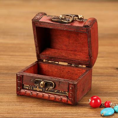 Schmuckschatulle Vintage Holz handgefertigte Box mit Mini-Metallschloss zur Aufbewahrung von Schmuckschatzperlen