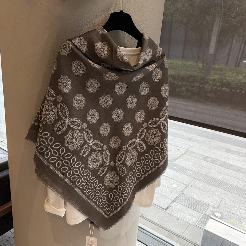 Square Scarf Travel Fashion Printing With Shawl Spring And Summer Fashionable Niche Messy Shawl Ethnic Style Personalized Scarf