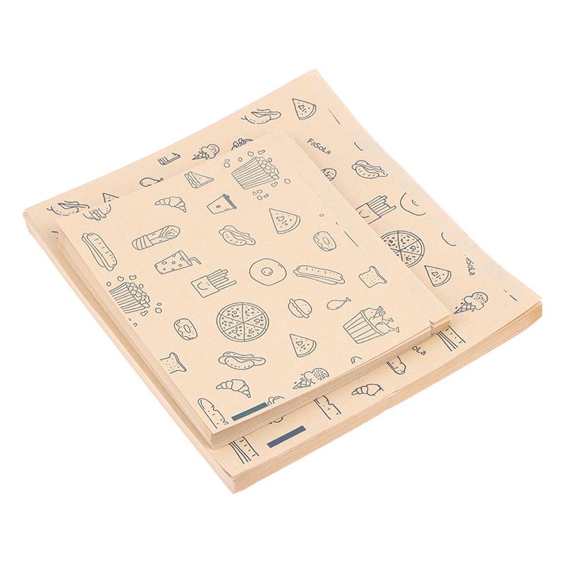 50Pcs Greaseproof Paper Bag, Kraft Paper Bag Food Wrapping Bag Disposable Packaging Baking Paper Plate Mat Kitchen Accessories