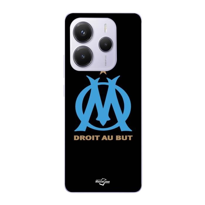 Coque - Maniacase - Xiaomi Redmi Note 14 5G - Logo OM Olympique de Marseille - Souple - Noir