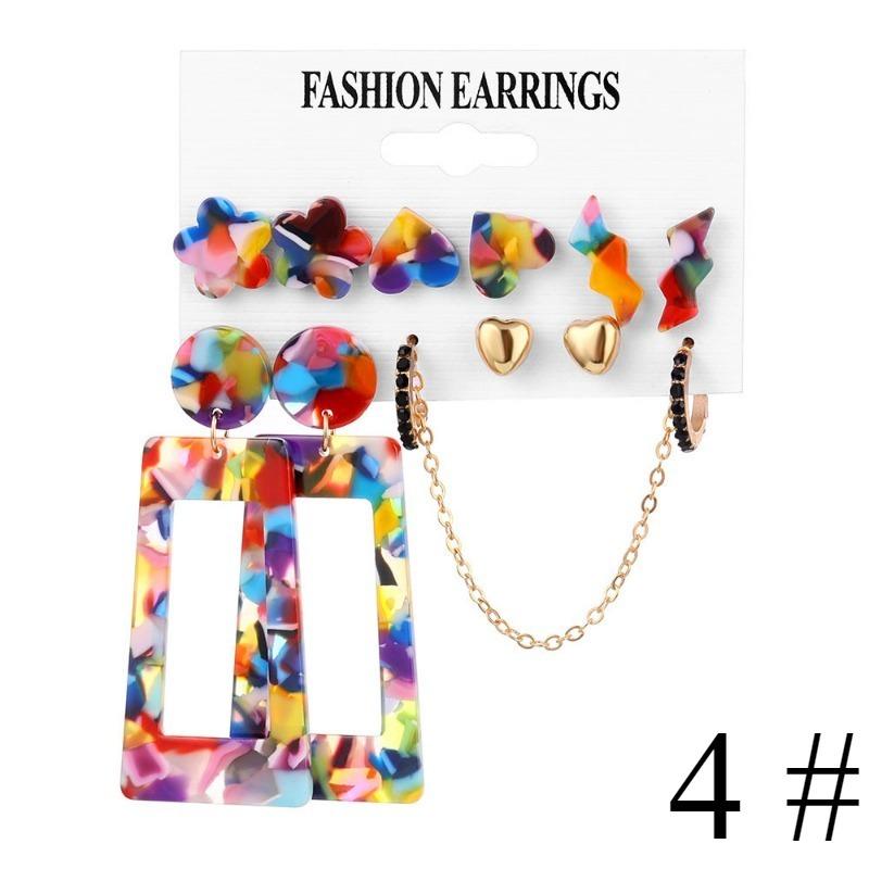 1set Bohemian Earrings Set, Butterfly Earrings Set, Simple Vintage Acrylic Tassel Pearl Earrings Set, Geometric Twist Ladies Jewelry Gift