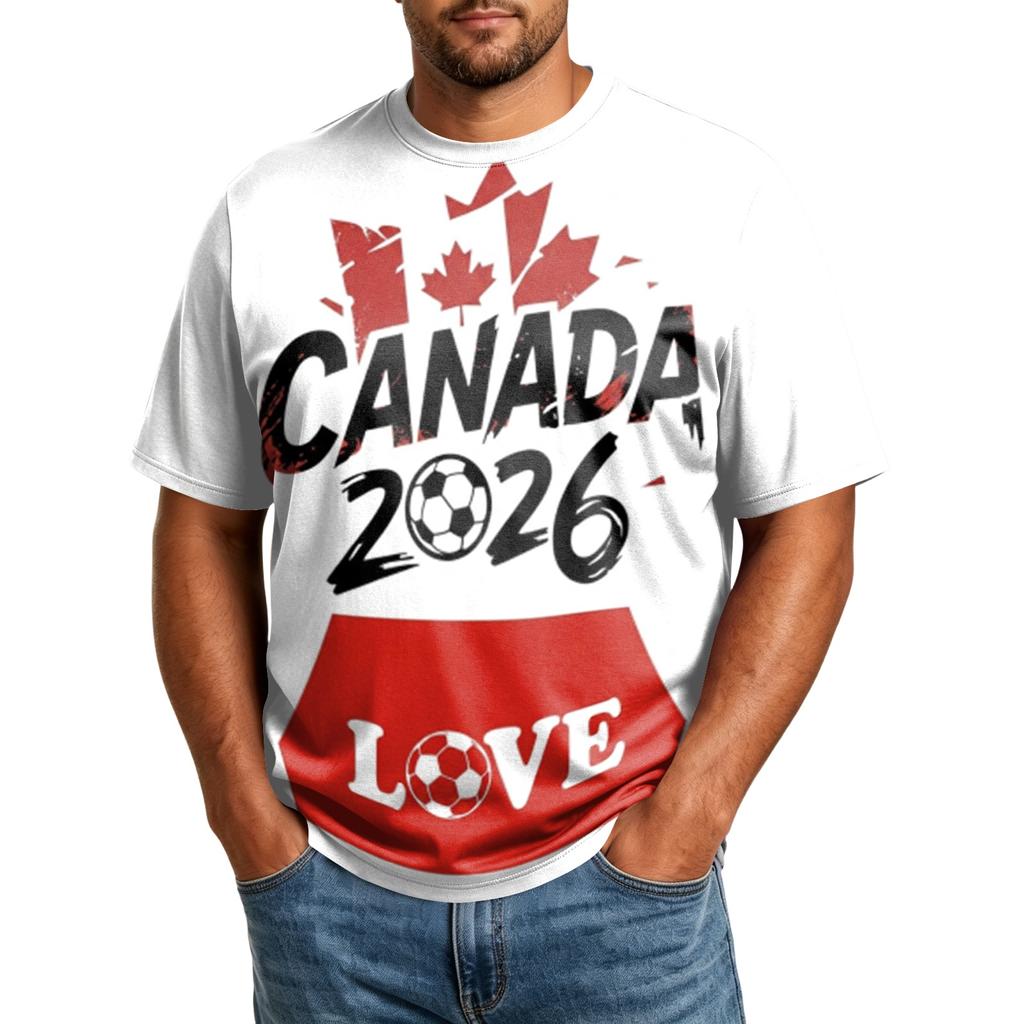 Men's Large Size Casual Loose Fit Breathable T-Shirt Soccer Graphic Design Short Sleeve Comfortable Top for Everyday Wear