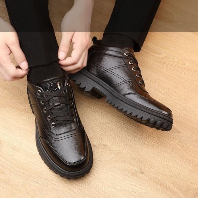 Cotton Shoes High-top Plus Velvet Thickened Warm Men's Shoes Fur-in-one Snow Boots All-match Casual Leather Shoes